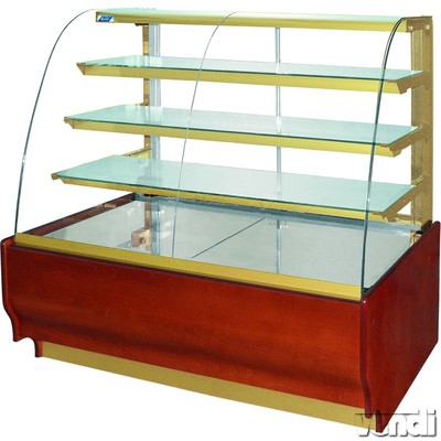 Süteményes hűtő vitrin hajlított üvegezéssel, ventilációs hűtéssel, 1345x790mm 