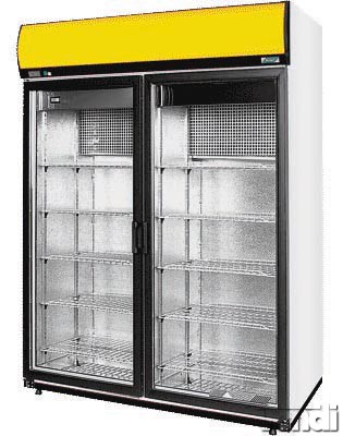 Hűtőszekrény nyíló üvegajtóval, felső aggregátoros, statikus hűtéssel, 1385L
