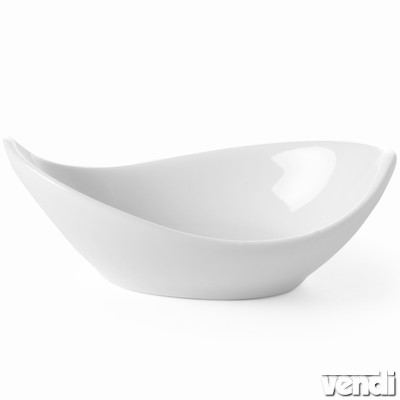 Porcelán tapas tál, csónak alakú, 90x50mm-es 