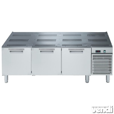 Készüléktartó hűtőpult, 3 fiókkal, 1600mm (700-as főzősor)
