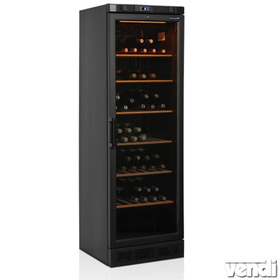 Borhűtő szekrény, fekete, 118 palackhoz