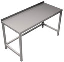 Előkészítő asztal rozsdamentes acélból, hátsó felhajtással, 1000x650x850mm