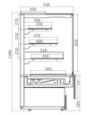 Süteményes hűtő vitrin sík üvegezéssel, ventilációs hűtéssel, 940x780mm 