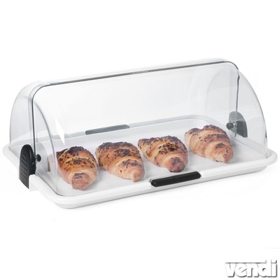Bemutató tálca átlátszó roll-top tetővel, 465x310mm