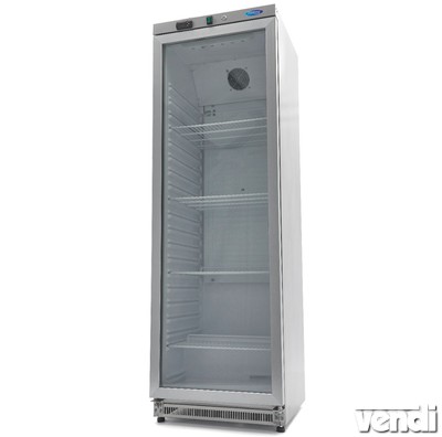 Üvegajtós hűtőszekrény, rozsdamentes, 400 literes