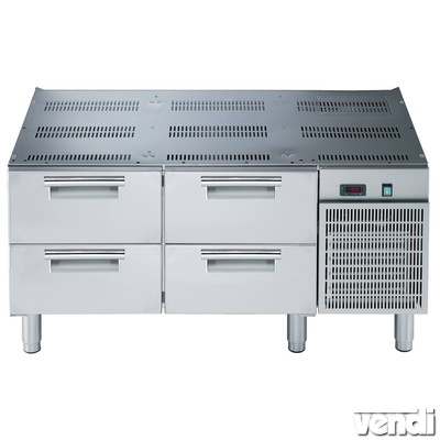 Készüléktartó hűtőpult, 4 fiókos, 1200mm (700-as főzősor)