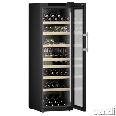 Üvegajtós borhűtő borszervírozó szekrény, fekete színű, 188 palackhoz - WFbli 5241