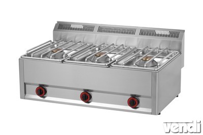 Gáztűzhely, asztali kialakítás, 3*8 kW égőrózsával