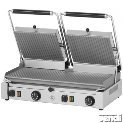 Kontakt grill sütő, elektromos, alul-felül bordázott 570x240mm méretű sütőfelülettel