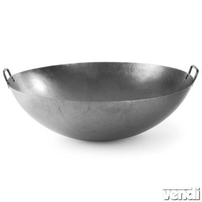 Nagyméretű wok serpenyő, hengerelt acél, O700mm