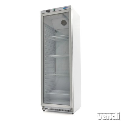Üvegajtós hűtőszekrény, festett fehér kivitel, 400 literes