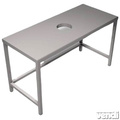 Inox előkészítő asztal hulladékledobó nyílással, 2300x700x850mm