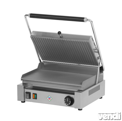 Kontakt grill sütő, elektromos, alul sima felül bordázott 365x240mm méretű sütőfelülettel