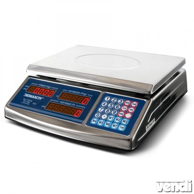 Hitelesített árszorzós bolti mérleg, asztali, rozsdamentes burkolat, 6/15kg