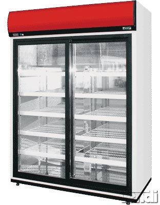 Hűtőszekrény elől toló üvegajtóval, felső aggregátoros, statikus hűtéssel, 1345L