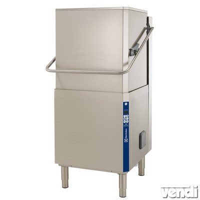 Átadó rendszerű mosogatógép, 1440 db/óra (80 kosár/óra), beépített vegyszeradagolóval, ürítőpumpával