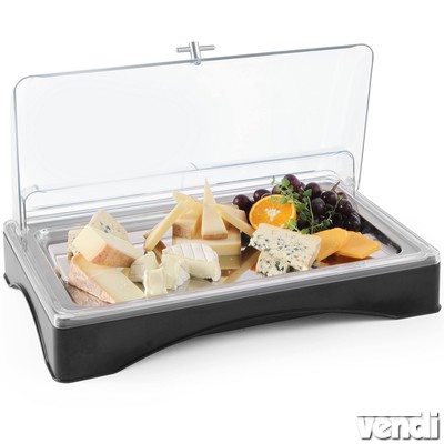 Hűthető bemutató tálca, (frissentartó büfé búra) roll-top tetővel, GN1/1 méretű