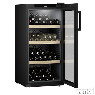 Üvegajtós borhűtőszekrény, fekete színű, 142 palackhoz - WPbl 4201