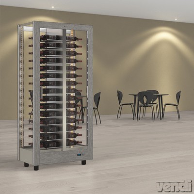 Borhűtő fal panoráma üveg burkolattal, 120 fekvő palackhoz, moduláris változat