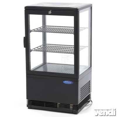Hűtővitrin, pultra helyezhető, sík üveges, 58 literes, fekete