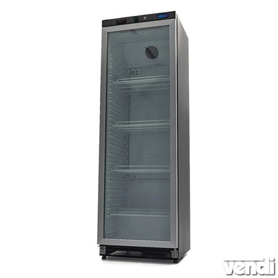 Üvegajtós hűtőszekrény, festett fekete kivitel, 400 literes