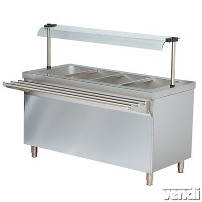 Bain-marie vízfürdős melegentartó pultelem melegentartó szekrénnyel, rozsdamentes, GN4/1, 1470mm