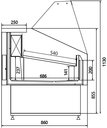 Csemegepult sík üveggel, beépített aggregátorral, 1030x860mm 