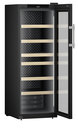 Üvegajtós borhűtő borszervírozó szekrény, fekete színű, 158 palackhoz - WFbli 5041
