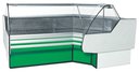 Csemegepult belső sarokelemmel, ívelt üveggel, beépített aggregátorral, 2455x1410mm 