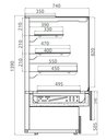 Süteményes hűtő vitrin sík üvegezéssel, ventilációs hűtéssel, 1740x780mm 