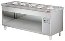 Bain-marie vízfürdős melegentartó pultelem nyitott szekrénnyel, rozsdamentes, GN5/1, 1800mm