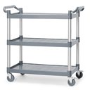 Szervizkocsi, háromszintes, polipropilén kivitel, polcméret: 842x486 mm