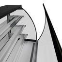 Hajlított üveges ventilációs hűtésű süteményespult 1504x770x1395 mm