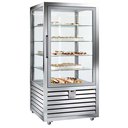 Süteményes hűtő vitrin, négy oldalon üvegezett, fix polcok, 832L "QUADRO"