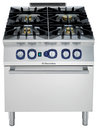 4 égős gáztűzhely (3x 6kW + 10kW) légkeveréses gázsütővel (10,5kW), 800mm