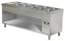 Bain-marie vízfürdős melegentartó pultelem nyitott szekrénnyel, rozsdamentes, GN6/1, 2100mm