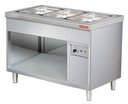 Bain-marie vízfürdős melegentartó pultelem nyitott szekrénnyel, rozsdamentes, GN3/1, 1150mm