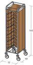Univerzális tálcaszállító kocsi, egyoszlopos, 12 tálcához, 3 oldalon faburkolattal, felső polccal