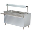 Bain-marie vízfürdős melegentartó pultelem nyitott szekrénnyel, rozsdamentes, GN 4x 1/1, 1470 mm