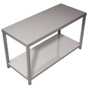 Előkészítő asztal rozsdamentes acélból, alsó polccal, 230x65cm